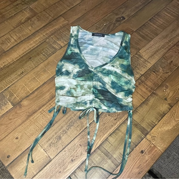 Ruched Forest Green Tank - Picture 1 of 4